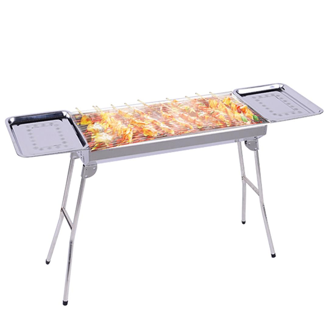 SOGA Skewers Grill with Side Tray Portable Stainless Steel Charcoal BBQ Outdoor 6-8 Persons