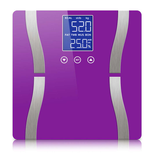 SOGA Digital Body Fat Scale Bathroom Scales Weight Gym Glass Water LCD Electronic Purple