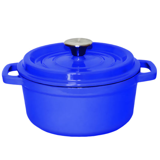 SOGA Cast Iron Enamel Porcelain Stewpot Casserole Stew Cooking Pot With Lid 3.6L Blue 24cm