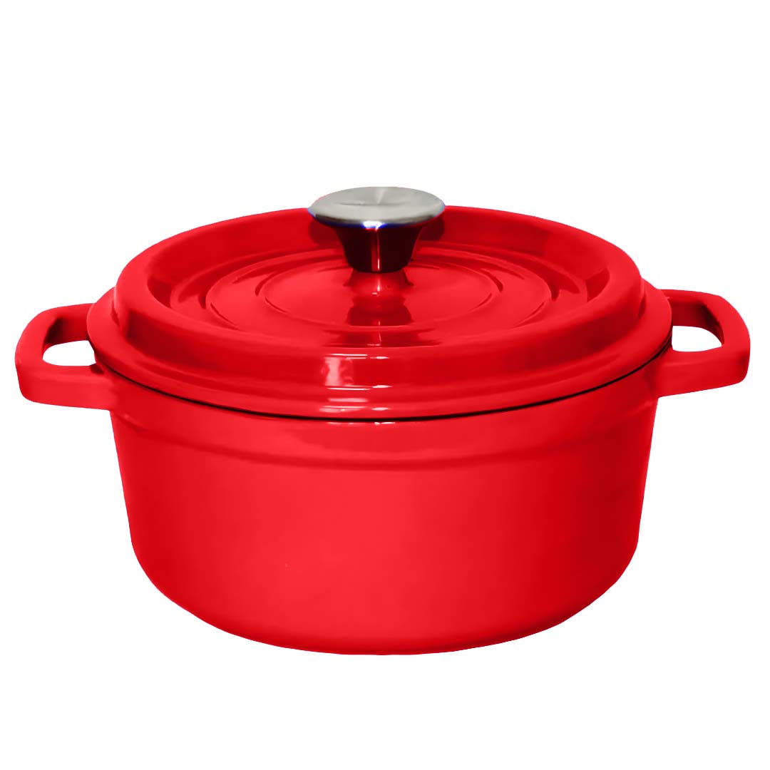 SOGA Cast Iron Enamel Porcelain Stewpot Casserole Stew Cooking Pot With Lid 3.6L Red 24cm