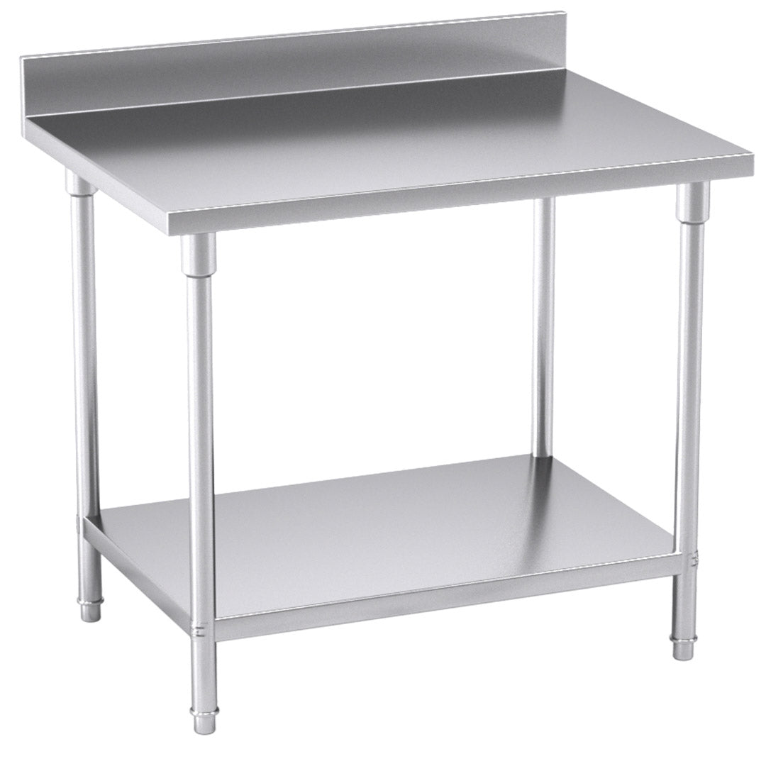 SOGA Commercial Catering Kitchen Stainless Steel Prep Work Bench Table with Back-splash 100*70*85cm