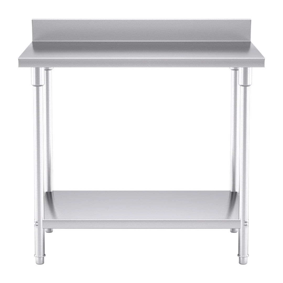 SOGA Commercial Catering Kitchen Stainless Steel Prep Work Bench Table with Back-splash 100*70*85cm