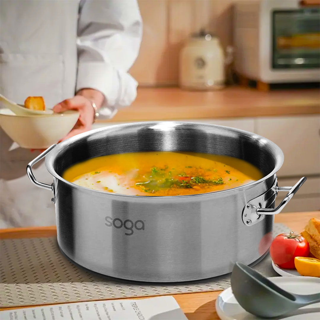 SOGA Stock Pot 14L 23L Top Grade Thick Stainless Steel Stockpot 18/10