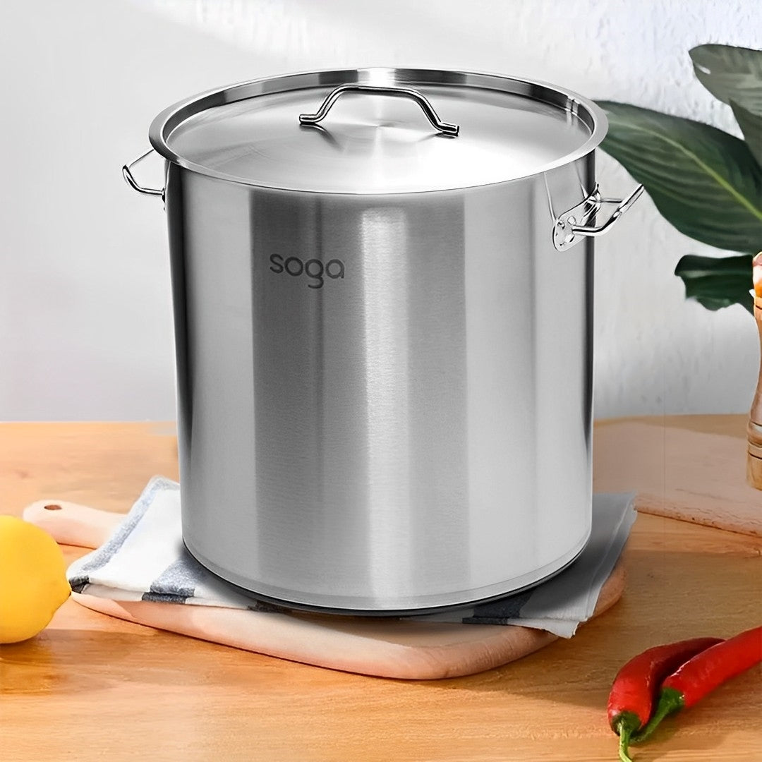 SOGA 50L Stainless Steel Stock Pot with Two Steamer Rack Insert Stockpot Tray