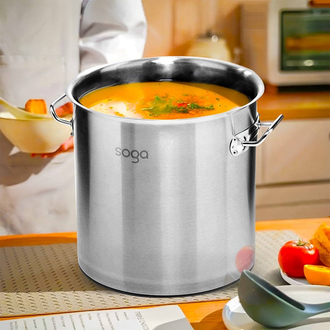 SOGA Stock Pot 143Lt Top Grade Thick Stainless Steel Stockpot 55CMX60CM 18/10