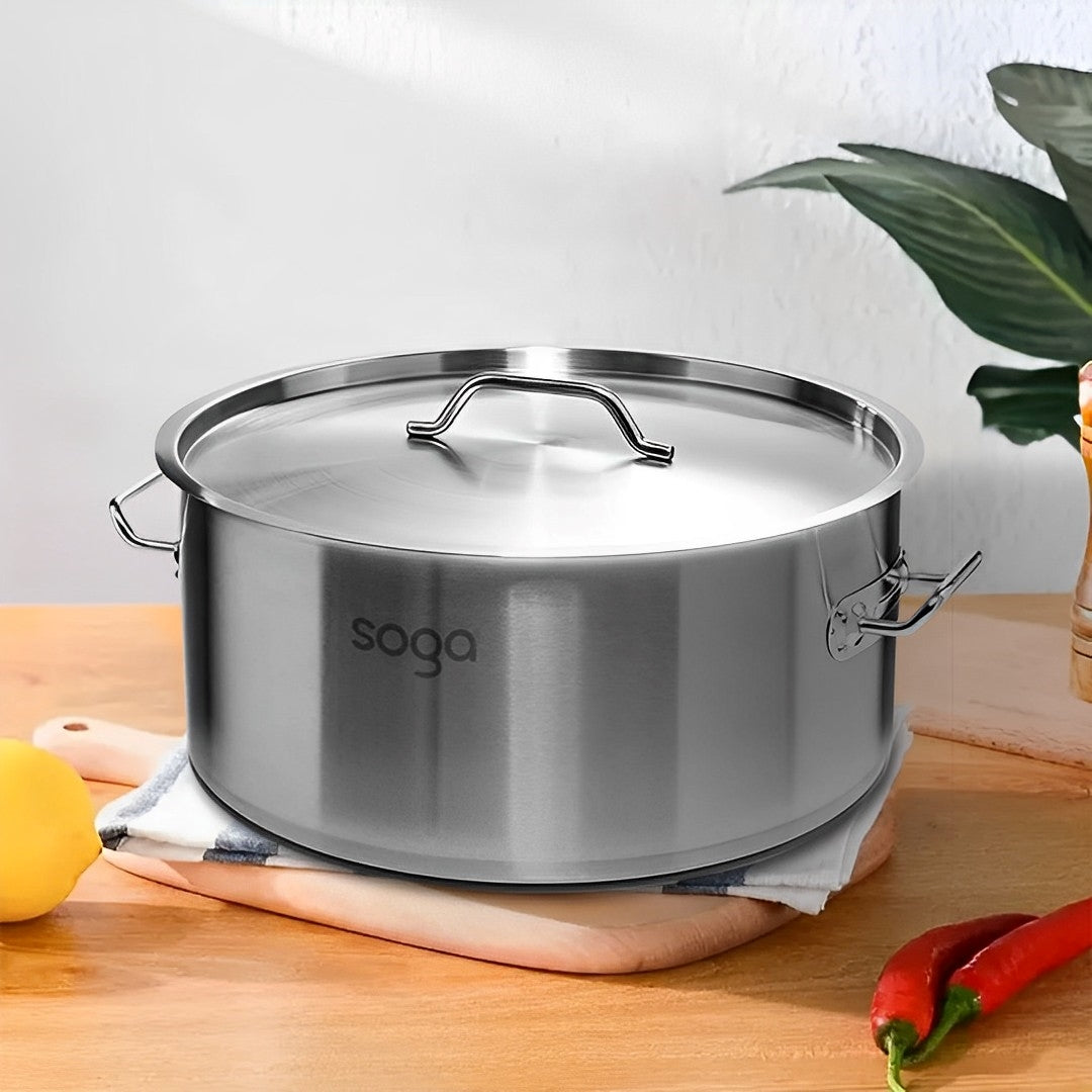 SOGA Stock Pot 14L 23L Top Grade Thick Stainless Steel Stockpot 18/10