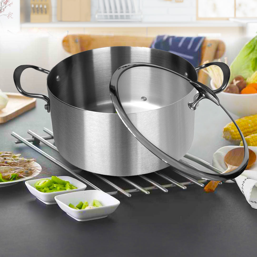 SOGA Stainless Steel 28cm 32cm Casserole With Lid Induction Cookware