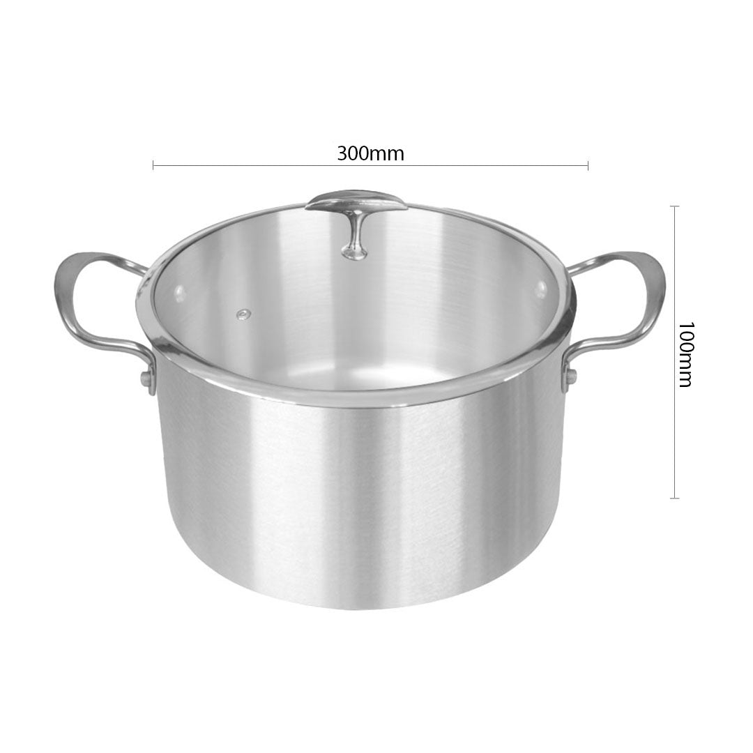 SOGA Stainless Steel Casserole With Lid Induction Cookware 30cm