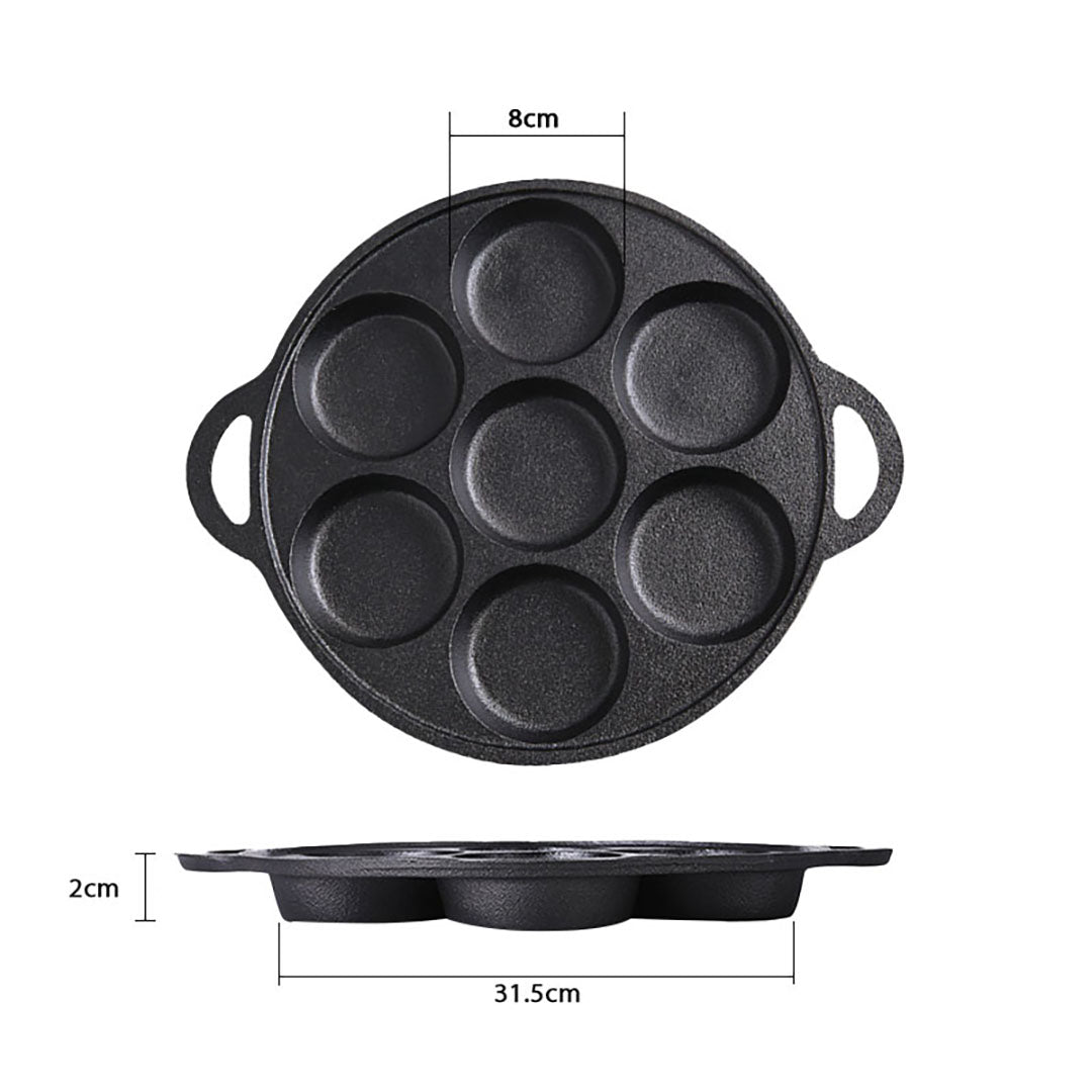 SOGA 31.5cm Cast Iron Takoyaki Fry Pan Octopus Balls Maker 7 Hole Cavities Grill Mold