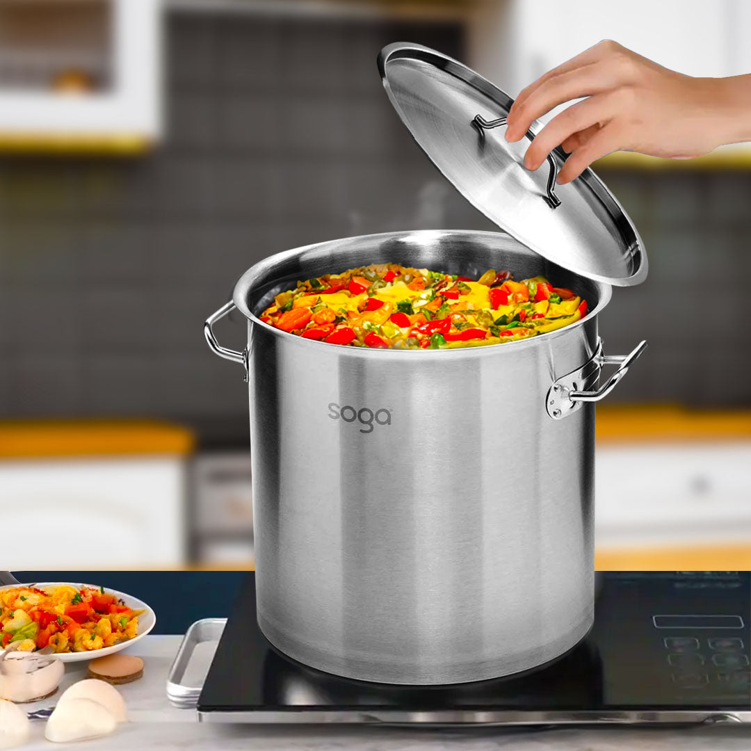 SOGA Stock Pot 143Lt Top Grade Thick Stainless Steel Stockpot 55CMX60CM 18/10