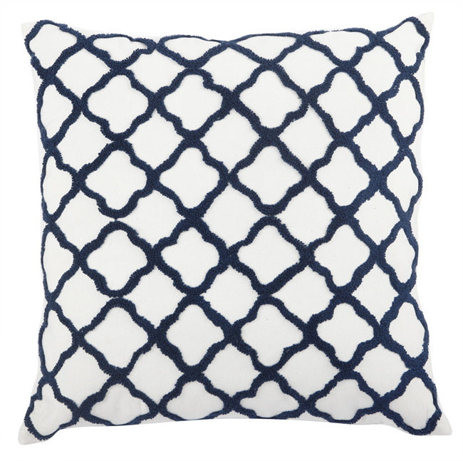 Quatrefoil Feather Cushion Moorish Embraided 50x50cm 60% feather