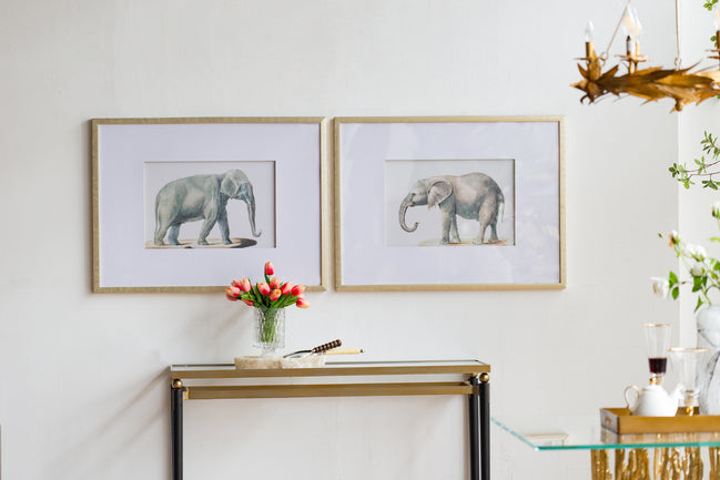 Set of 2 Elephant Framed Prints. Adult Elephant Framed Prints