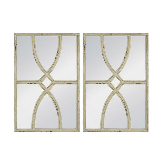 Set of 2 Shabby Chic Carved Wall Mirrors 60. Set of 2 Shabby Chic Carved Wall Mirrors feature a unique pattern of whitewashed, carved wood