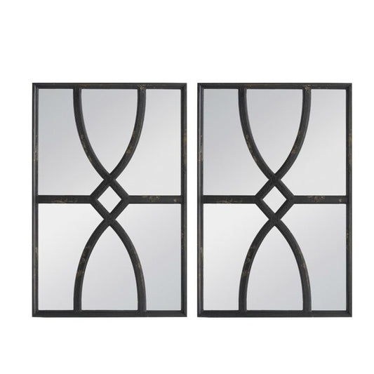 Set of 2 Black Carved Wall Mirrors . They can be displayed side by side or separately.