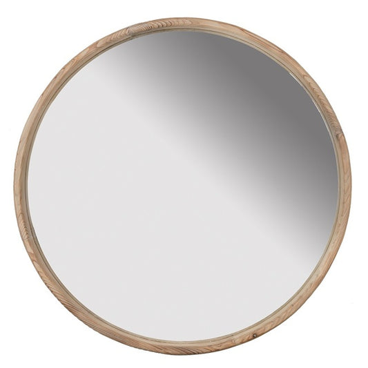 Atherton Round Fir Wood Wall Mirror 70. Can be featured above a vanity in the master bath or conveniently in the entryway