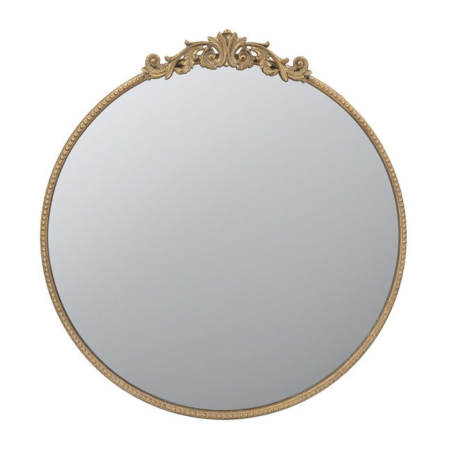 Baroque Gold Round Mirror 76.  Elegance is embodied in this round mirror with a baroque inspired frame in a gold finish