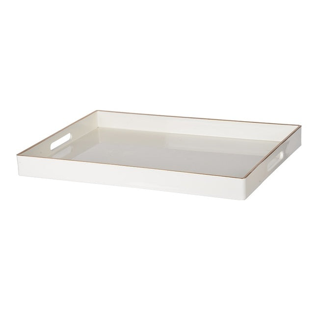 Mimosa Rectangle Tray in White A lovely combination of bright white and gold trim