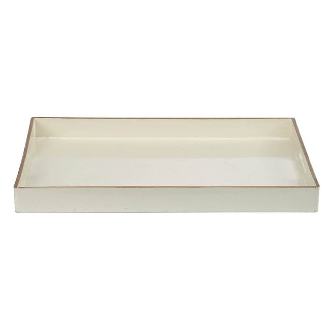 Mimosa Rectangle Tray in White A lovely combination of bright white and gold trim