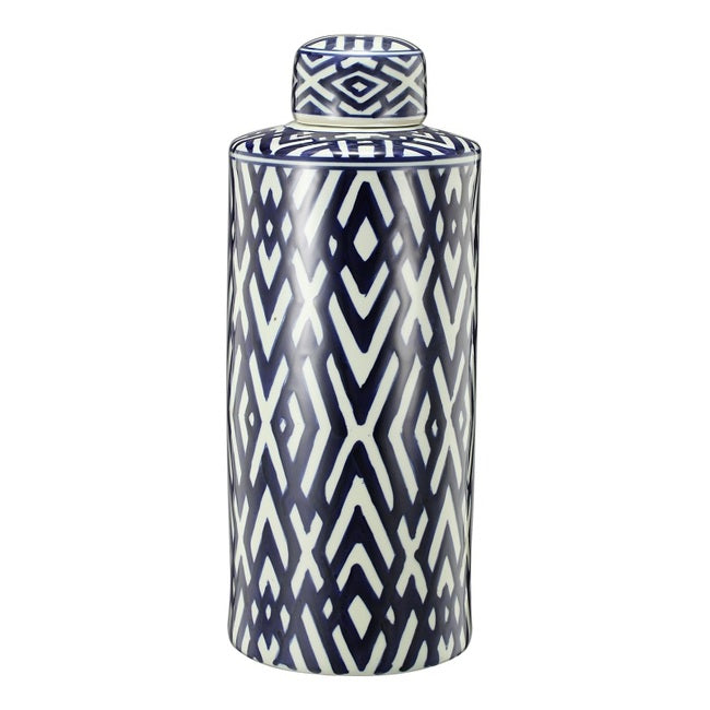 Carlyle Lidded Jar 46cmh.  Large size; Includes matching lid. The gorgeous Carlyle Lidded Jar combines traditional patterns and contemporary craftsman