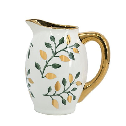 Botanical Decorative Jug 21.5cms tall. Empty or filled with flowers . Classic silhouette