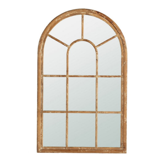 Coolum Arched Wall Mirror.  This decorative wall mirror boasts an oversized arched silhouette and a natural brown frame