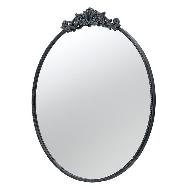 Baroque Black Round Wall Mirror 98cm.  The black framing makes this a striking focal piece. 