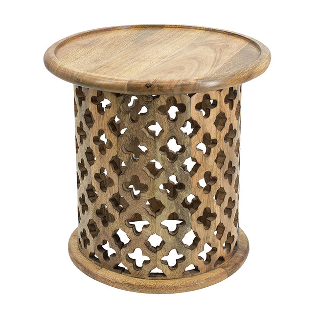 2 piece Natural Burn Finish Jali Side Tables