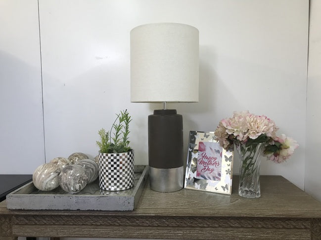 Zane Concrete Table Lamp Silver trim-No shade reduced 61cmh. (with out shade just $39)