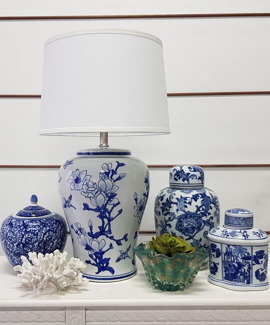 Jonquil Table Lamp 71cmh stunning blue & white ceramic