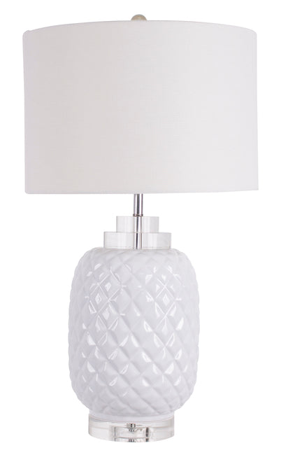 Island White Table Lamp Gloss Ceramic 68cmh - Note Description