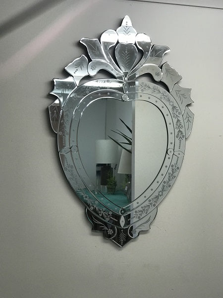 Heart Shaped Venetian Mirror Beautiful and Large 94x63cms