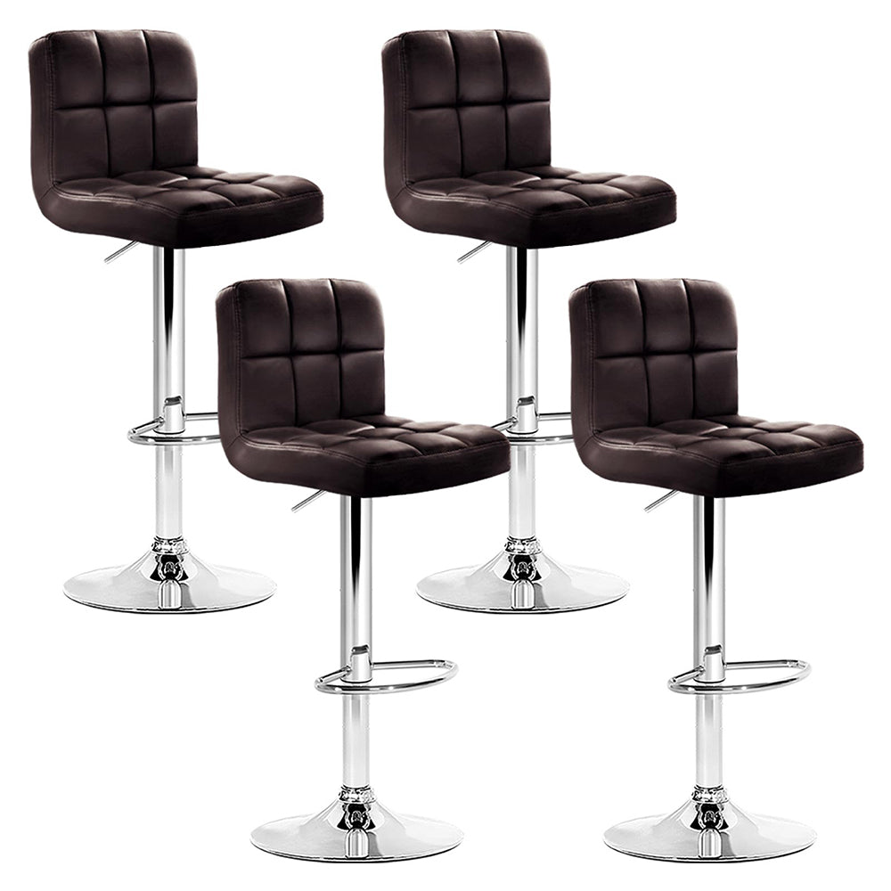 Artiss 4x Bar Stools Leather Gas Lift Brown