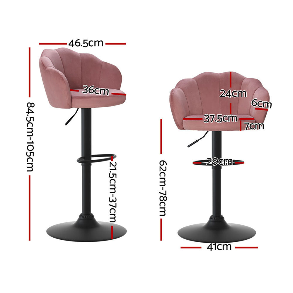 Artiss 4x Bar Stools Gas Lift Velvet Pink