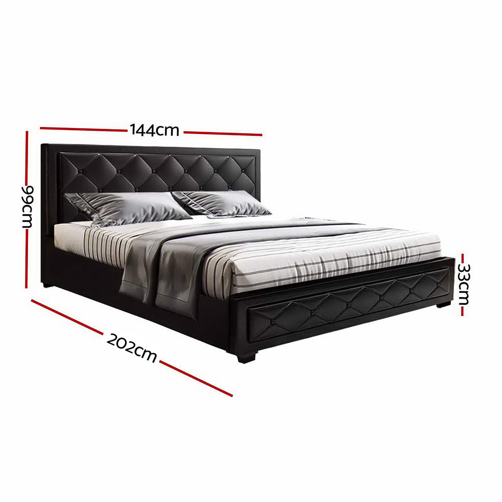 Artiss Bed Frame Double Size Gas Lift Black TIYO