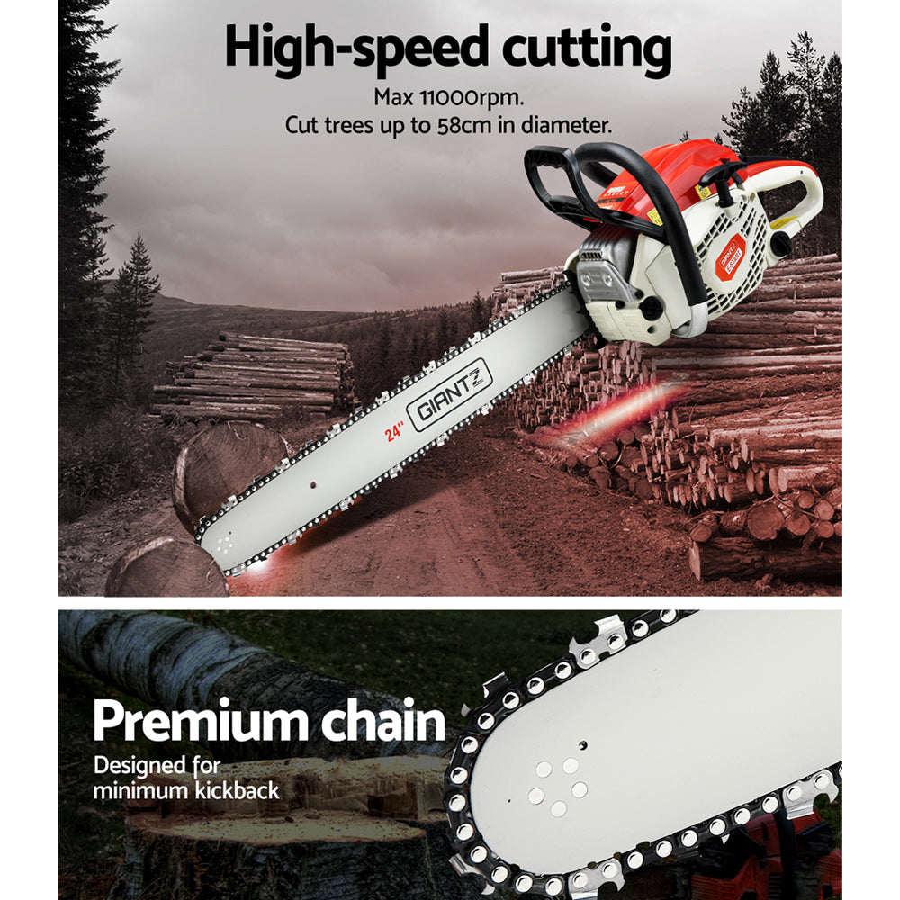 Giantz Chainsaw Petrol 88CC 24" Bar Commercial E-Start Pruning Chain Saw,Giantz Chainsaw Petrol 88CC 24" Bar Commercial E-Start Pruning Chain Saw 6.8HP