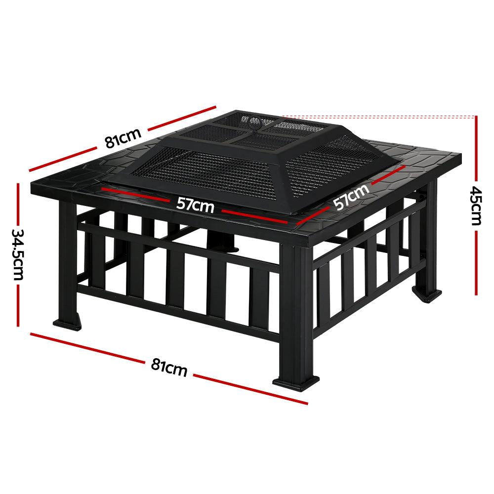 Grillz Fire Pit BBQ Grill 2-In-1 Table