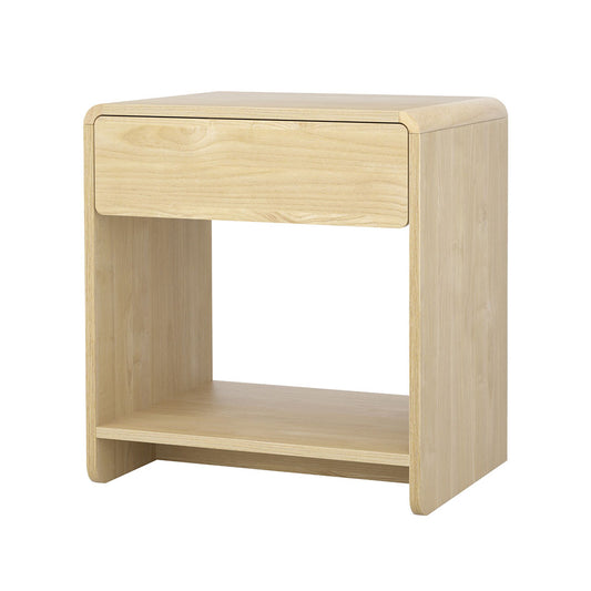 Artiss Bedside Table Drawer Open Shelf Pine