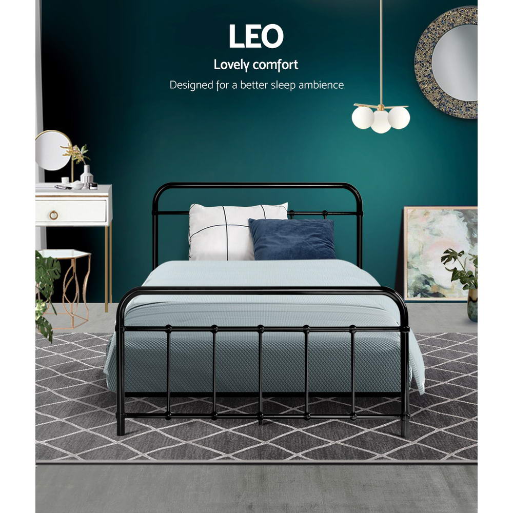 Artiss Bed Frame Metal Frames LEO - King Single(Black)