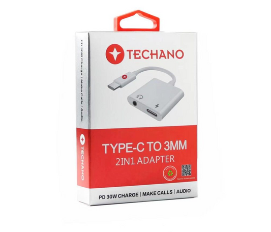 Techano 2in1 Type-C To 3.5mm Audio Charge Adapter