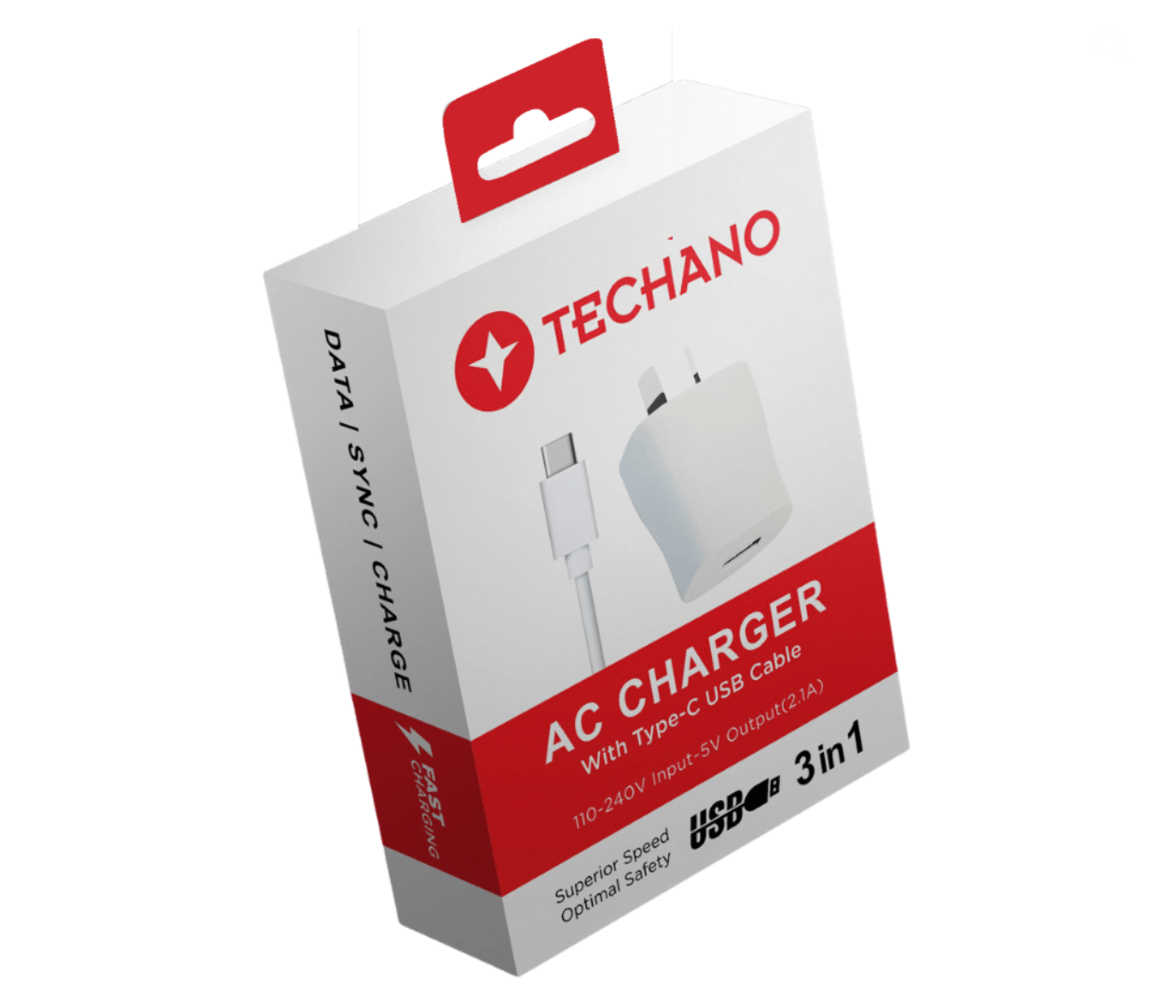 Techano AC Charger with Type C Cable 2.1 AMP