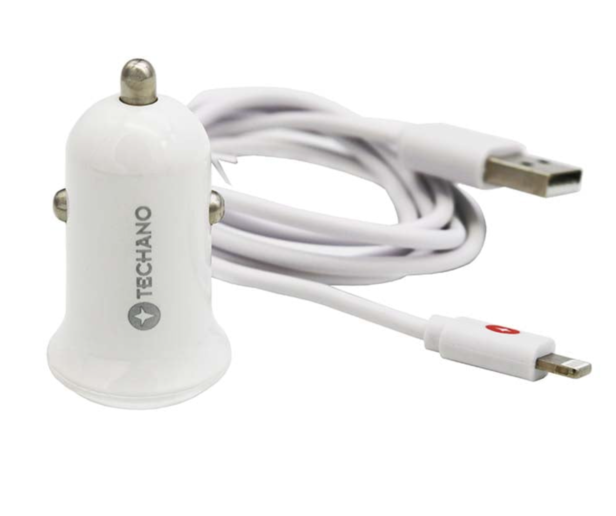 Techano Car Charger with MFI Lightning USB Cable