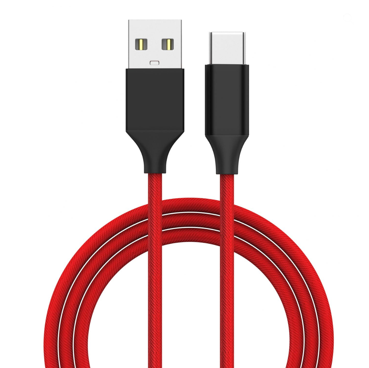 Techano Ultraprecise Nylon Braided USB-C Data | Sync Cable -Hot Red