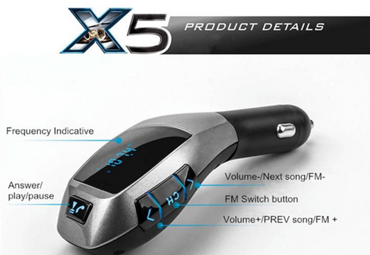 Techano X5 Bluetooth Car Transmitter MP3 Player