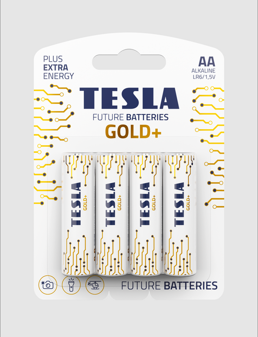 Tesla Future Gold+ Alkaline Battery - AA (4 Pack)