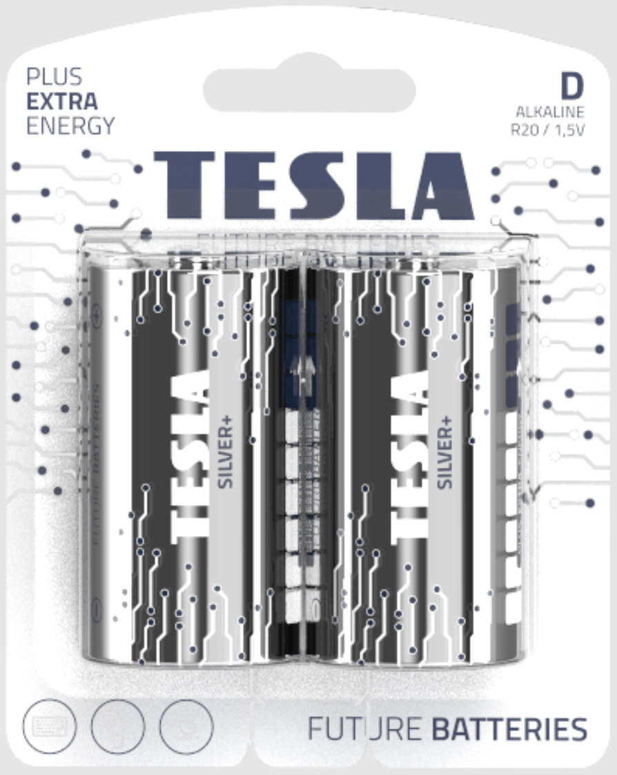 Tesla Future Silver+ Alkaline Battery - D