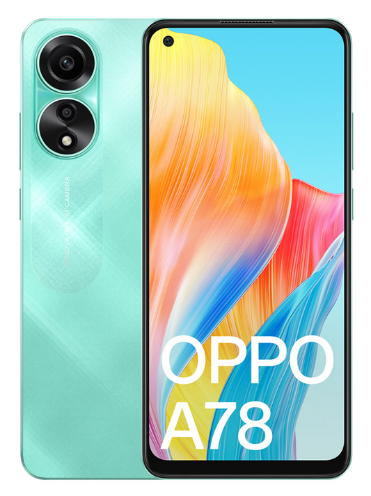 Oppo A78 (4G Dual Sim 128GB 6.43″ Screen) Aqua Green - NFC Enabled