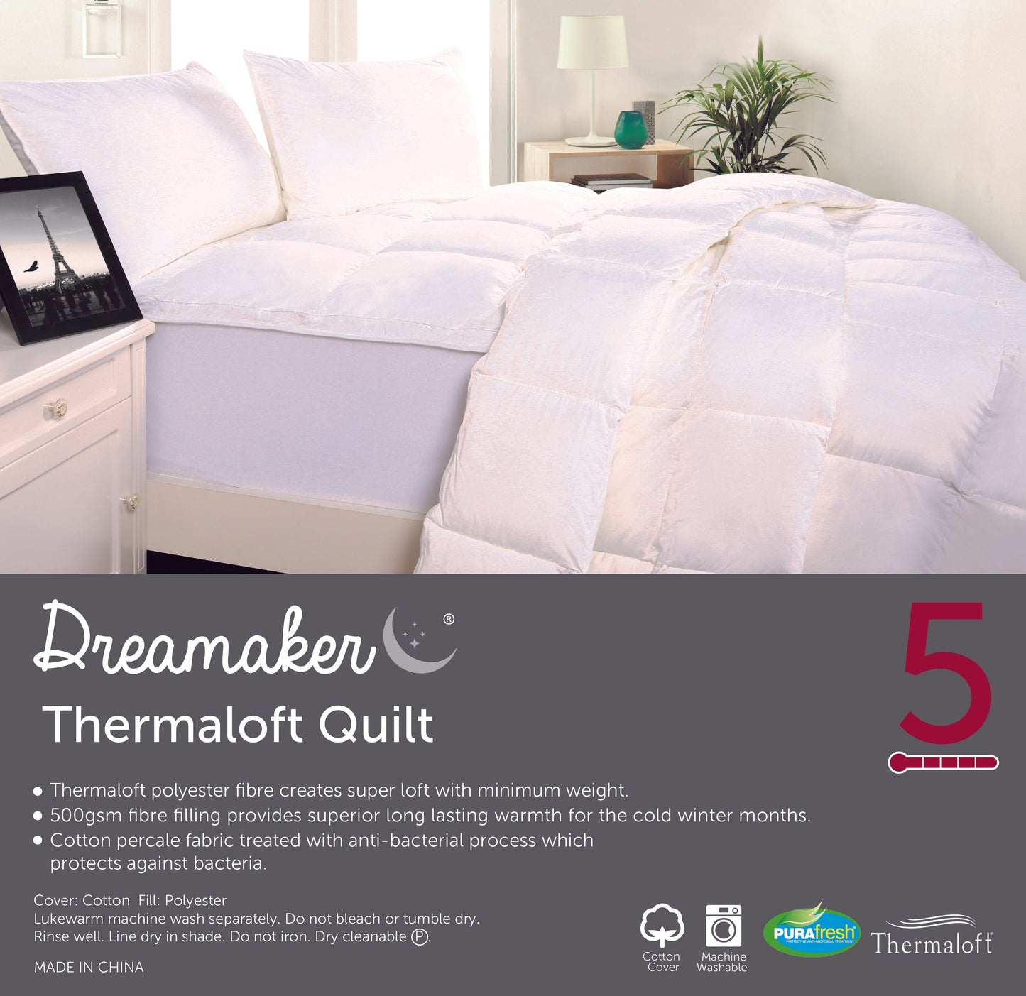 Dreamaker Thermaloft Quilt 500Gsm Single Bed