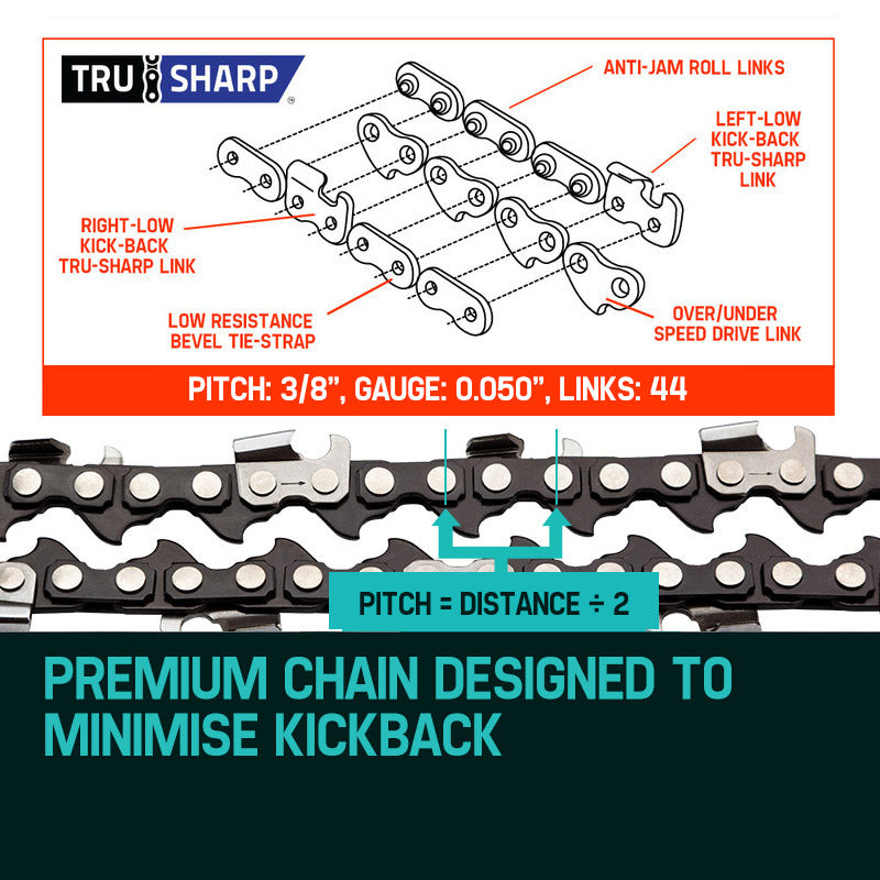 BAUMR-AG 12" Bar Replacement Spare Chainsaw Chain 3/8 .050 Gauge DL 44