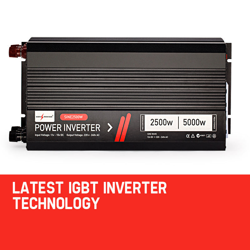 GENPOWER Modified Sine Wave 2500W/5000W 12V/240V Power Inverter Car Caravan Boat