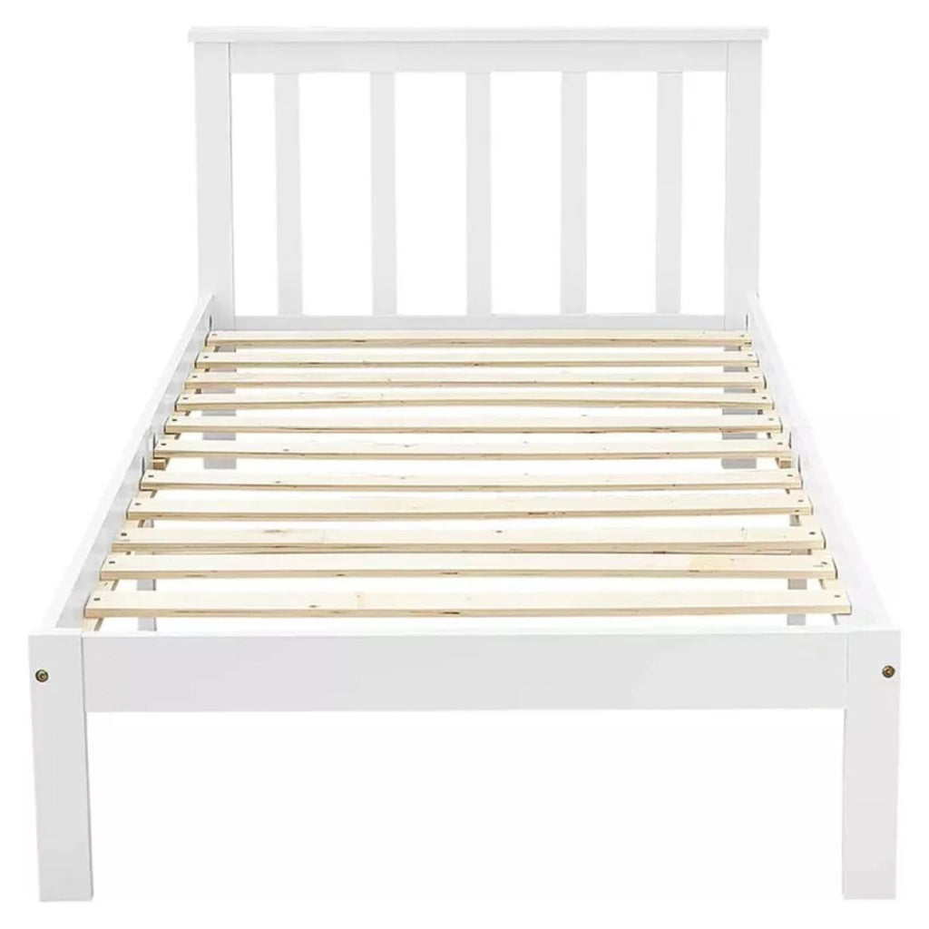 EKKIO Single Wooden Bed Frame (White)